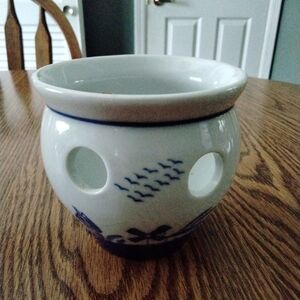 Blue and White Ceramic Candle Holder